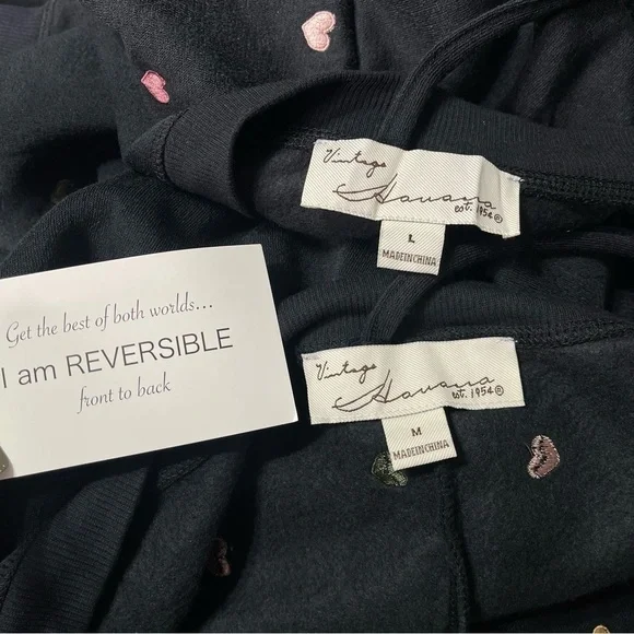 Embroidered Hearts Black Cropped Sweatshirt Pullover Nwt - Picture 7 of 7